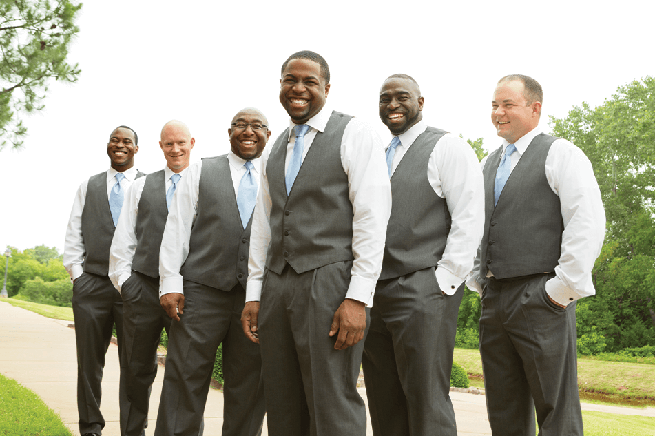 male group from a wedding party dressed in matching formal suits and neckties springfield illinois
