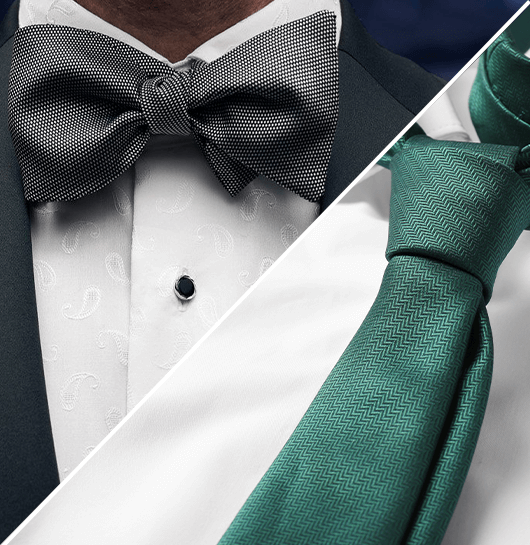 a black bowtie and a green necktie for men in springfield il
