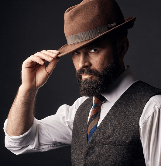 bearded man wearing a brown hat springfield illinois